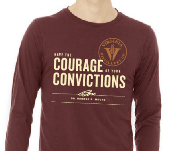 Long Sleeve T-Shirt: Maroon Courage Logo - Virginia Distillery Company