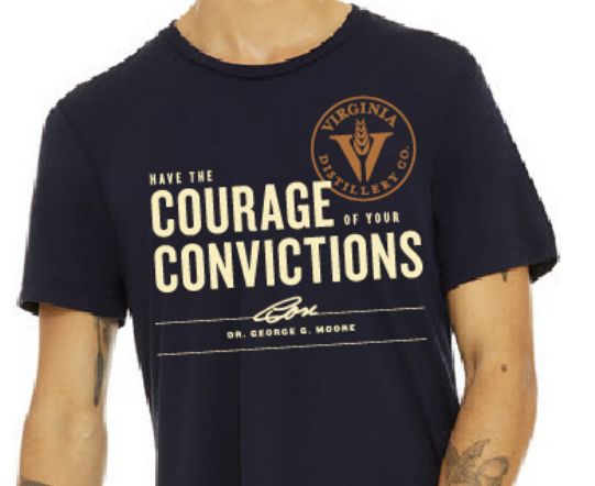 T-Shirt: Navy Courage Logo - Virginia Distillery Company